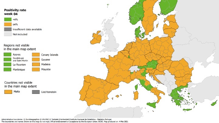 positivity rate europe