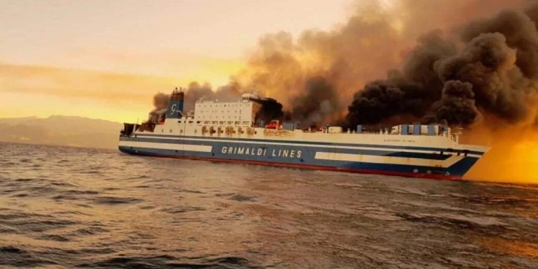 Euroferry Olympia on fire